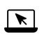Laptop click vector glyph flat icon