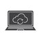 Laptop cloud computing glyph icon