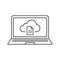 Laptop cloud computing linear icon