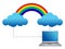 Laptop cloud transferring files illustration