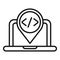 Laptop code read icon outline vector. Gear hosting