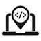 Laptop code read icon simple vector. Gear hosting