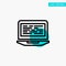 Laptop, Coding, Code, Screen, Computer turquoise highlight circle point Vector icon