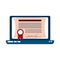 Laptop computer certificate virtual home education flat style icon