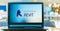 Laptop computer displaying logo of Autodesk Revit