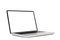 Laptop computer mock up with empty blank white screen isolated on white background with clipping path, side view. modern computer