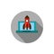 Laptop computer rocket startup business strategy icon block shadow
