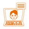 Laptop computer talking student home education line color style icon