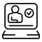 Laptop conference icon outline vector. Video online