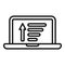 Laptop content filter icon outline vector. Creative input