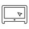 Laptop with cursor thin line icon. Screen vector illustration isolated on white. Internet outline style design, designed