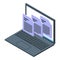 Laptop data files icon isometric vector. Sd card