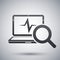 Laptop diagnostics icon, vector