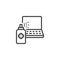 Laptop disinfection line icon