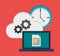 Laptop document cloud gear clock