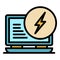 Laptop energy icon color outline vector