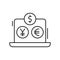 Laptop, euro, dollar, yen yuan icon. Simple line, outline vector elements of business and finance icons for ui and ux, website or