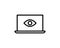 Laptop and eye icon. Internet surveillance, spyware, computer is watching you concepts. Flat design. Vector illustration