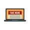 Laptop fake news icon flat isolated vector