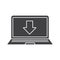 Laptop files download glyph icon