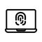 Laptop fingerprint icon vector. Isolated contour symbol illustration