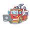 With laptop fire truck character cartoon