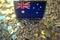 Laptop with flag of Australia and pile of bitcoins. Cryptocurrency mining and national regulations concepts, 3d