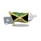 With laptop flag jamaica isolated with the cartoon