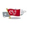 With laptop flag turkey character on shaped cartoon