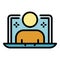 Laptop gaming avatar icon color outline vector