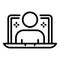 Laptop gaming avatar icon, outline style
