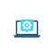 Laptop and gear, cogwheel icon, development