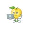 With laptop golden apple with cartoon character style