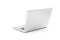 Laptop gray metalic sliver colour notebook in backside view open cover on the white background. Clipping Path
