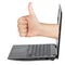 Laptop Hand Thumb Up Like Isolated