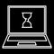 Laptop and hourglass icon white contour of illustration