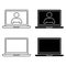 Laptop icon. Thin frame tablet. Simple flat symbol of laptop computer. Portability computer icon in glyph and outline. Can be used