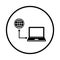 Laptop, internet connected icon. Black vector design