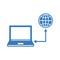 Laptop, internet connected icon. Blue vector design