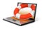 Laptop and Lifebuoy (clipping path included)