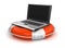 Laptop and Lifebuoy (clipping path included)