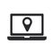 Laptop location icon. Navigation symbol. GPS pointer sign.