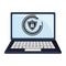 Laptop locked with antivirus symbol