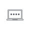 Laptop login password, data secure lock, padlock thin line icon. Linear vector symbol