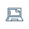 Laptop magnifying glass research line style icon