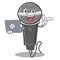 With laptop microphone cartoon character design