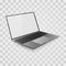 Laptop mock up. Open laptop with white screen. Vector illustration isolated on transparent background