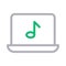Laptop music vector color line icon