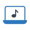 Laptop music vector glyph color icon