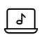 Laptop music vector thin  line icon